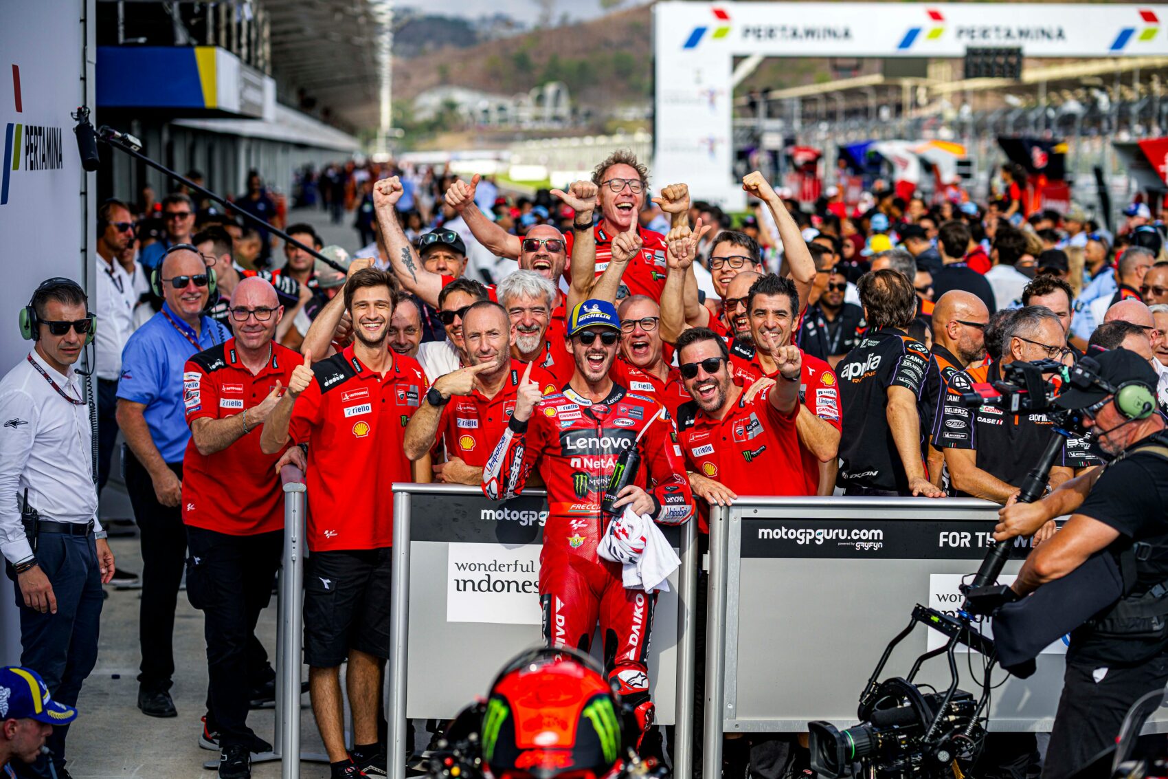 MotoGP, Francesco Bagnaia, ünneplés, Indonéz Nagydíj 2023, futam