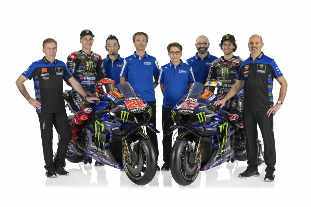 Lin Jarvis, Fabio Quartararo, Álex Rins, 2024, Yamaha bemutató