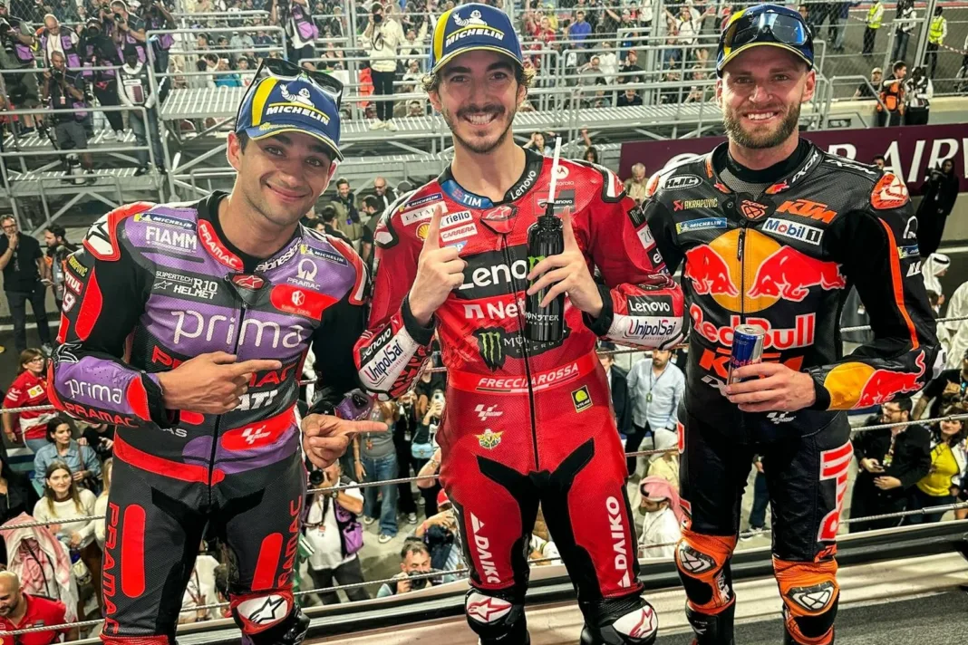 MotoGP, Katari Nagydíj, 2024, főfutam, Francesco Bagnaia, Brad Binder, Jorge Martín