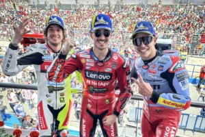 Francesco Bagnaia, Marc Márquez, Marco Bezzecchi, 2024, Jerez,Spanyol Nagydjí, vasárnap, futam, dobogó