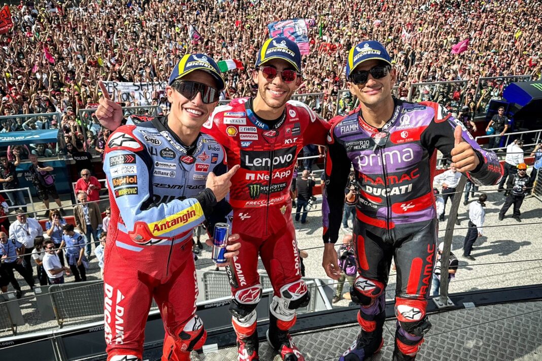 Marc Márquez, Enea Bastianini, Jorge Martín, 2024, Misano, dobogó , főfutam