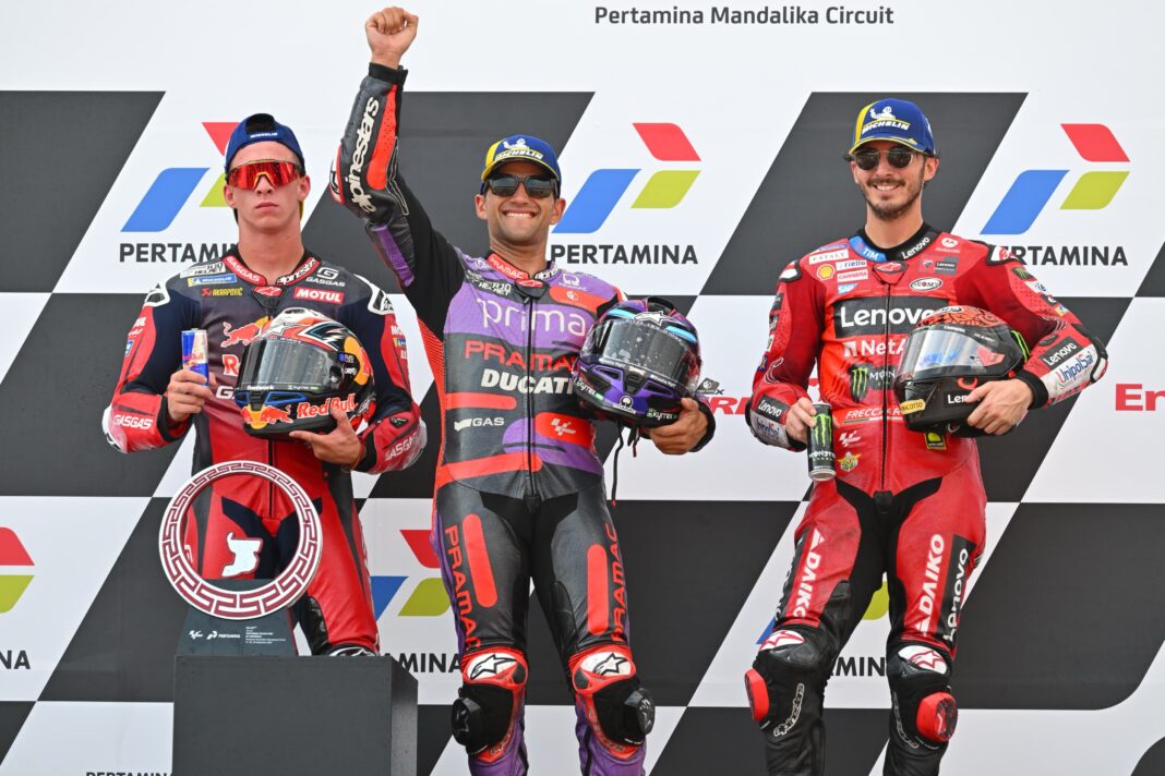 MotoGP, Pedro Acosta, Jorge Martín, Francesco Bagna,a, dobogó, Indonéz Nagydíj 2024, vasárnap