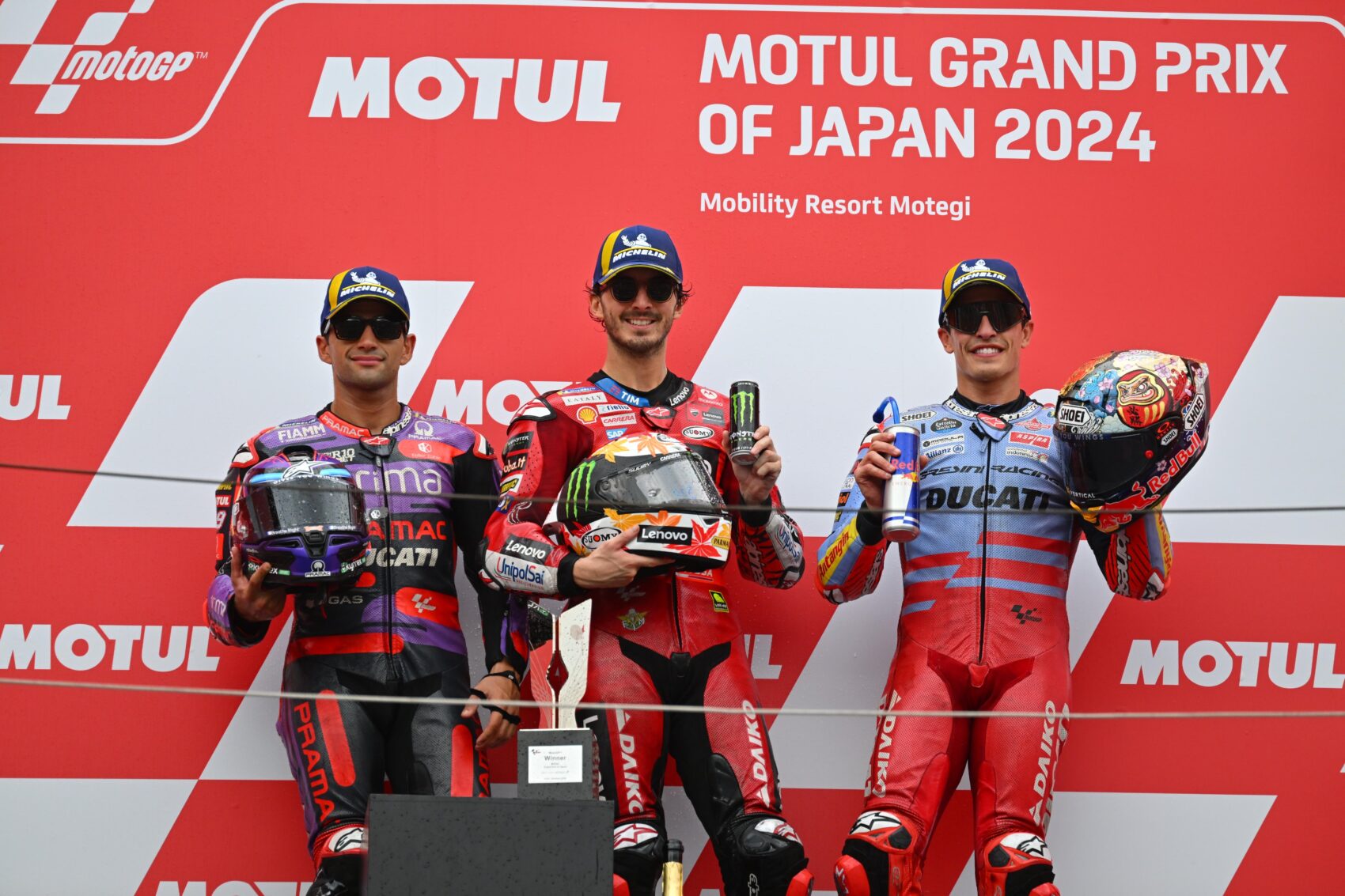 MotoGP, Jorge Martín, Francesco Bagnaia, Marc Márquez, Japán Nagydíj 2024, vasárnap, dobogó