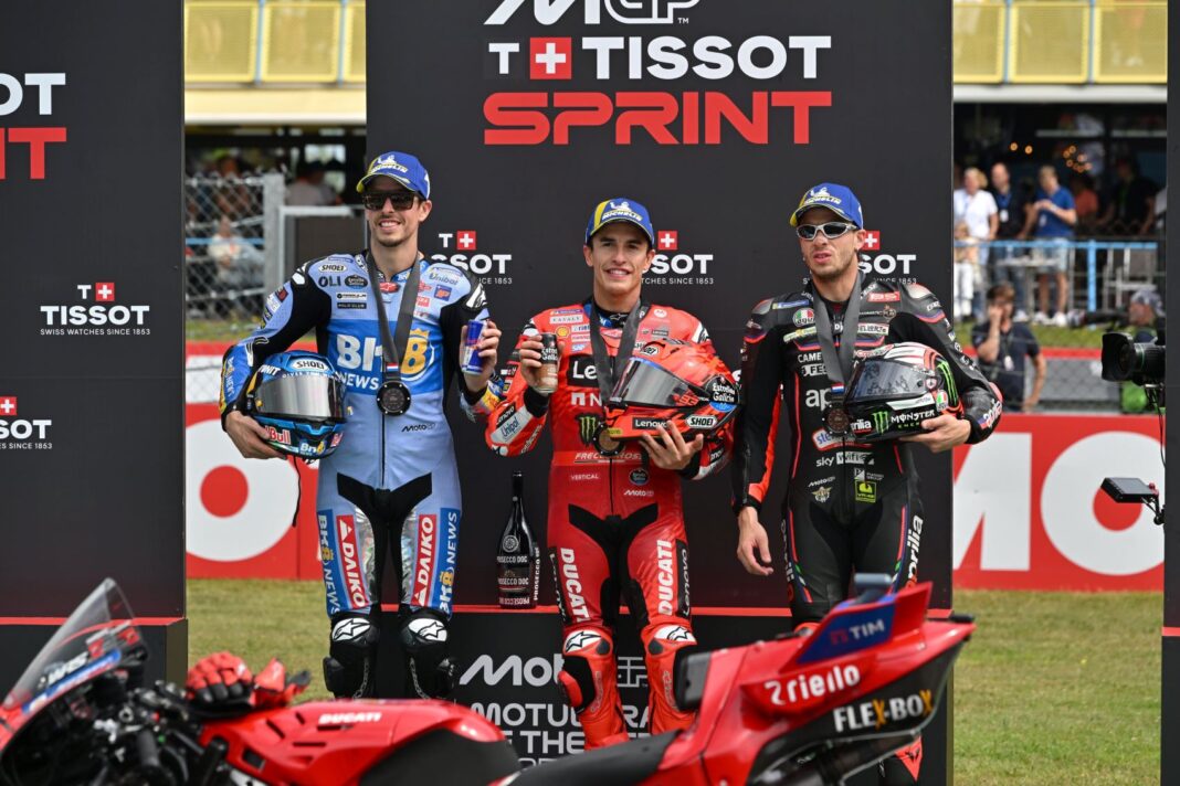 Marc Márquez, Álex Márquez, Marco Bezzecchi, Holland TT, dobogó, 2025, szombat