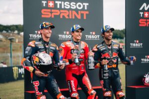 pedro Acosta, Marc Márquez, Enea Bastianini, 2025, Cseh Nagydíj, sprint, dobogó