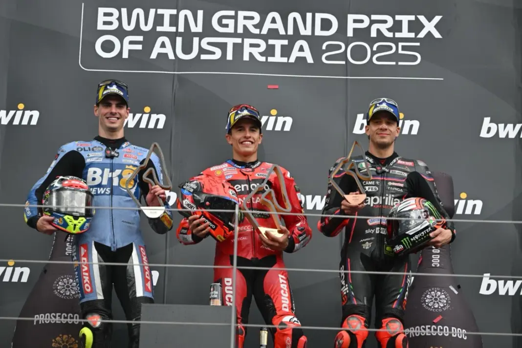 Fermín Aldeguer, Marc Márquez, Marco Bezzecchi, Osztrák Nagydíj, 2025, vasárnap