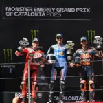 Marc Márquez, Álex Márquez, Enea Bastianini, dobogó, Katalán Nagydíj, 2025, vasárnap